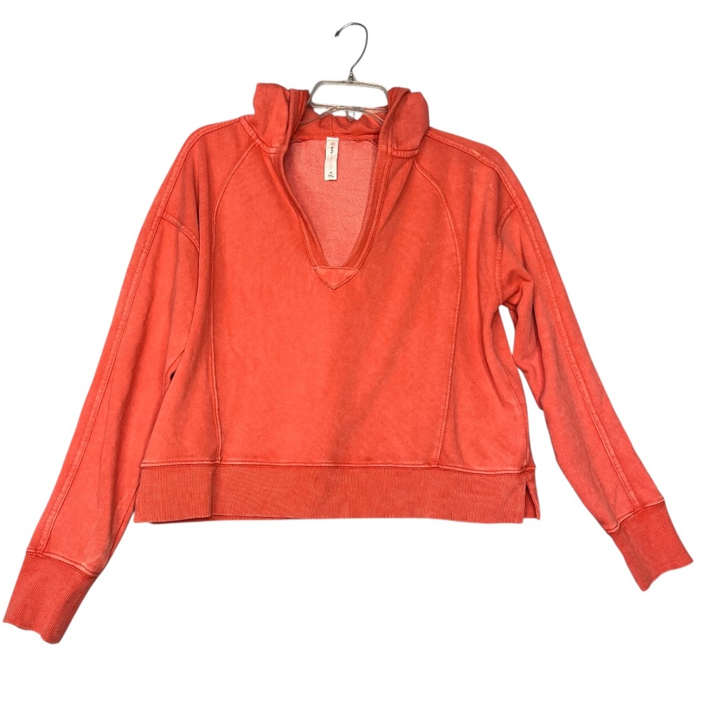 Daily Practice Anthropologie Womens Hoodie Size XS Cropped V Neck Yoga Orange